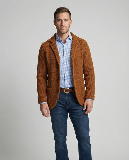 Blazer Uomo in Maglia con Colletto a Risvolto