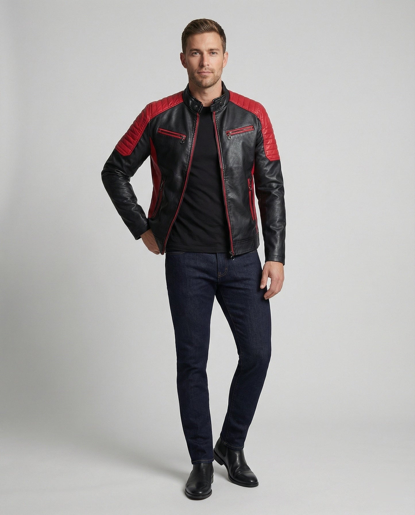 Giacca Biker Uomo Stile Motorsport Slim Fit
