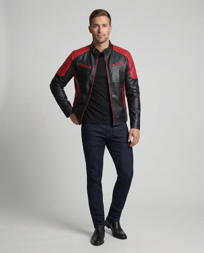 Giacca Biker Uomo Stile Motorsport Slim Fit