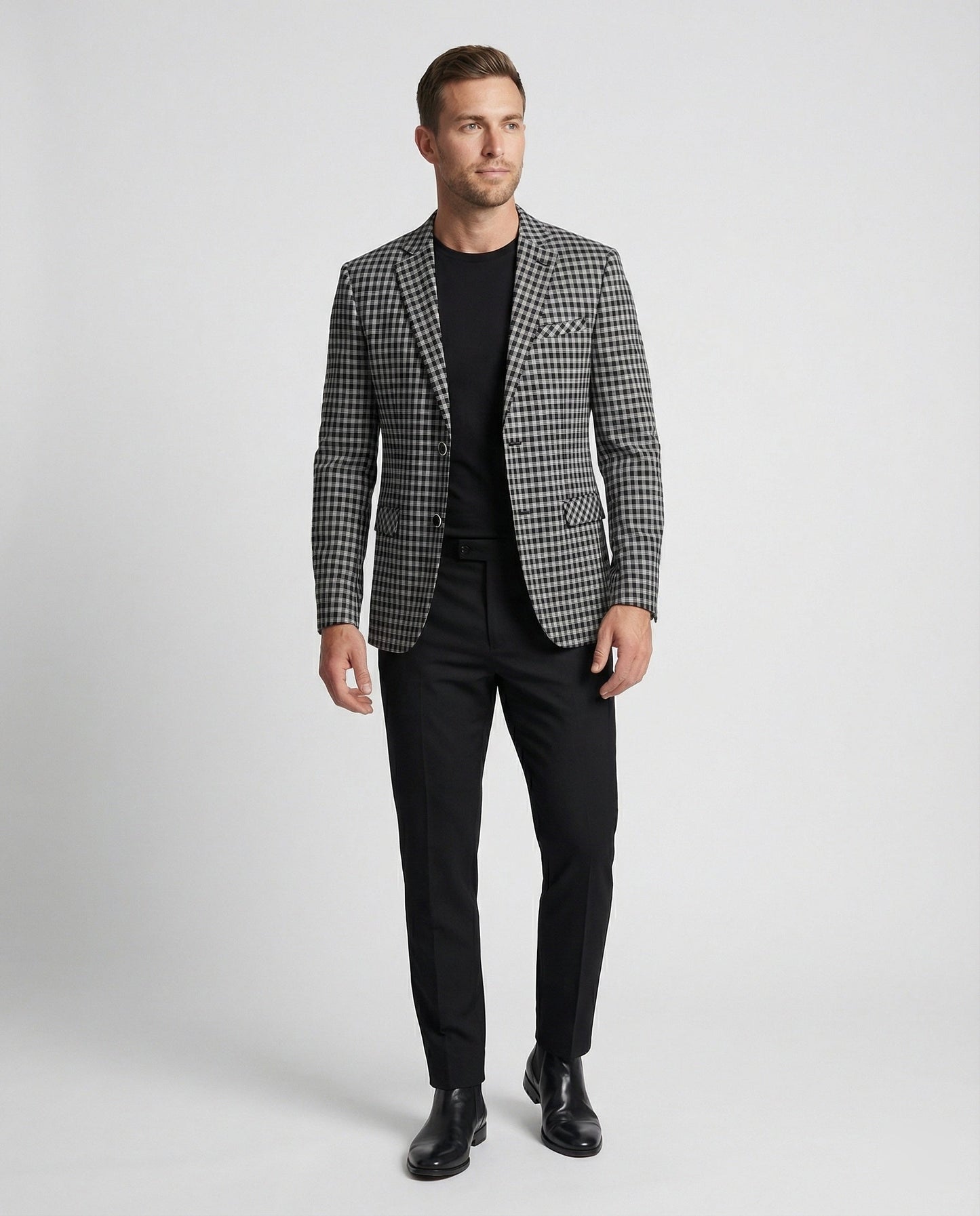 Giacca Uomo Slim Fit Monopetto Tessuto Glencheck