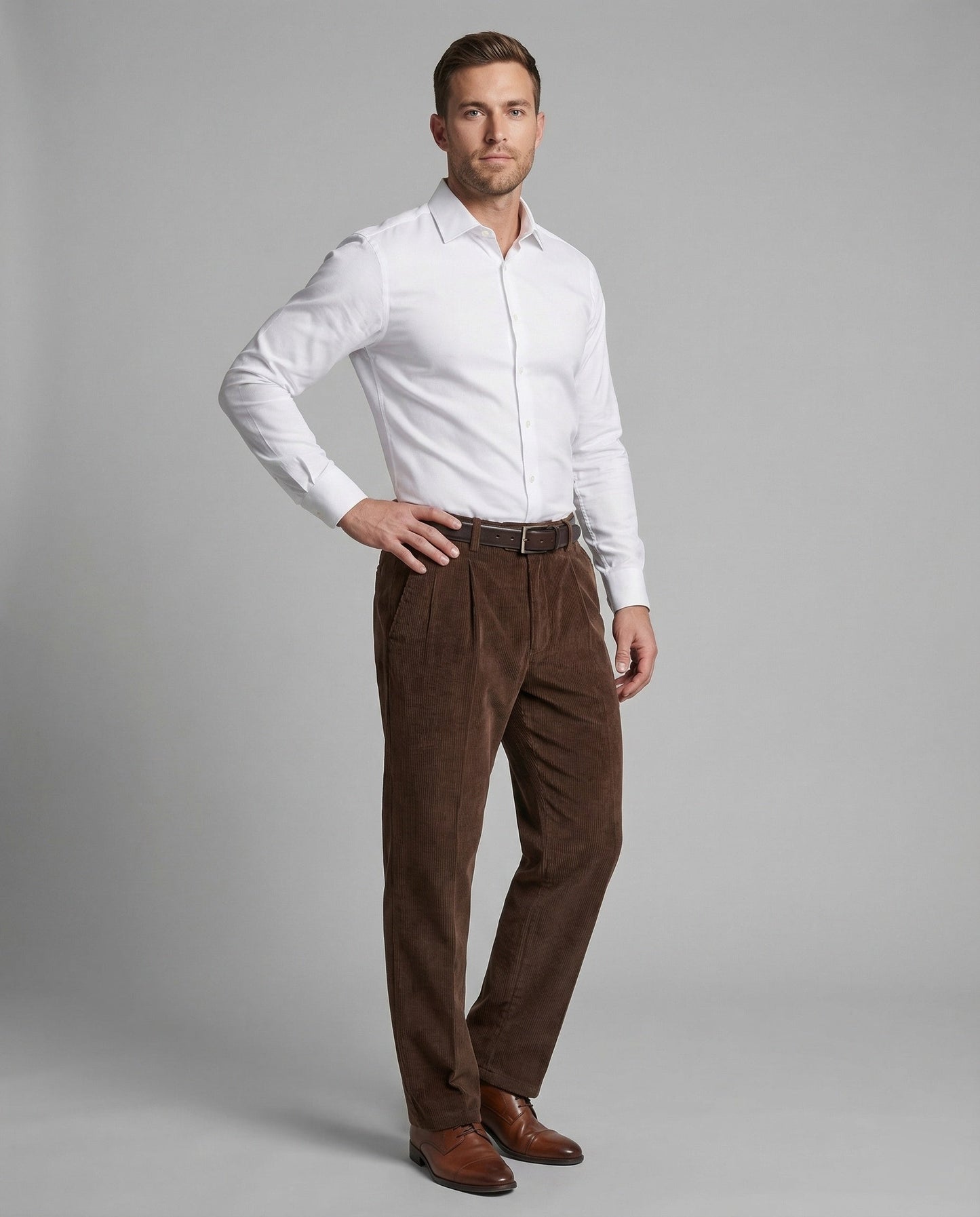 Pantaloni Uomo in Velluto a Coste con Passanti per Cintura