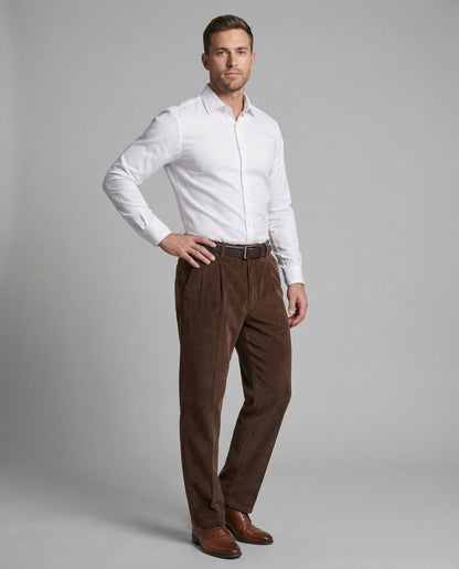 Pantaloni Uomo in Velluto a Coste con Passanti per Cintura