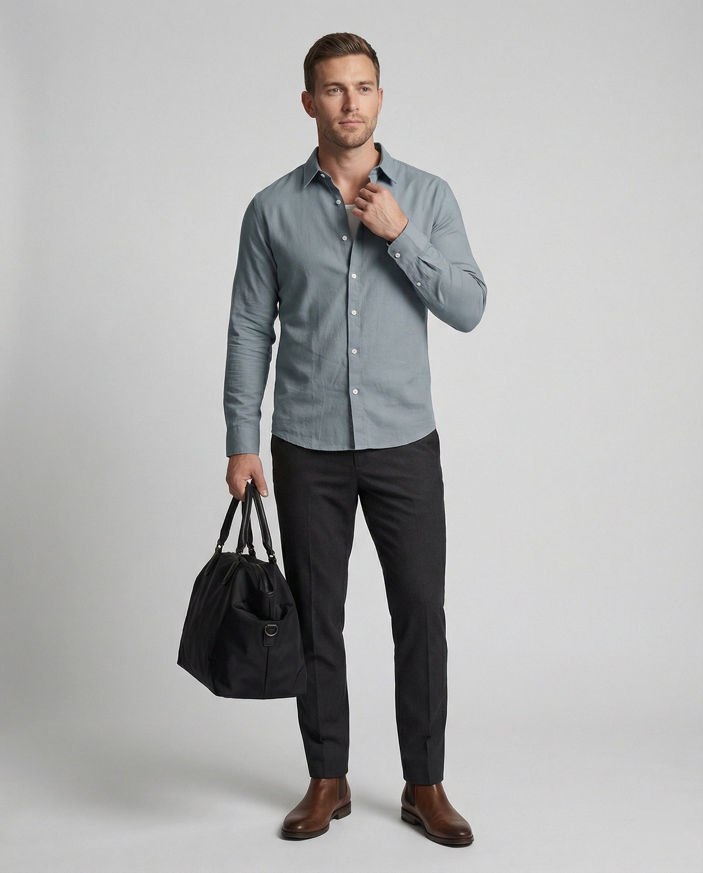 Camicia Uomo Manica Lunga Mix Lino