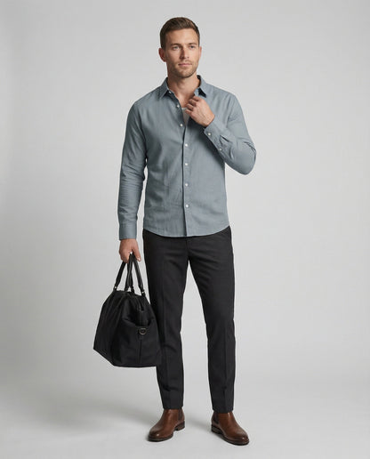 Camicia Uomo Manica Lunga Mix Lino