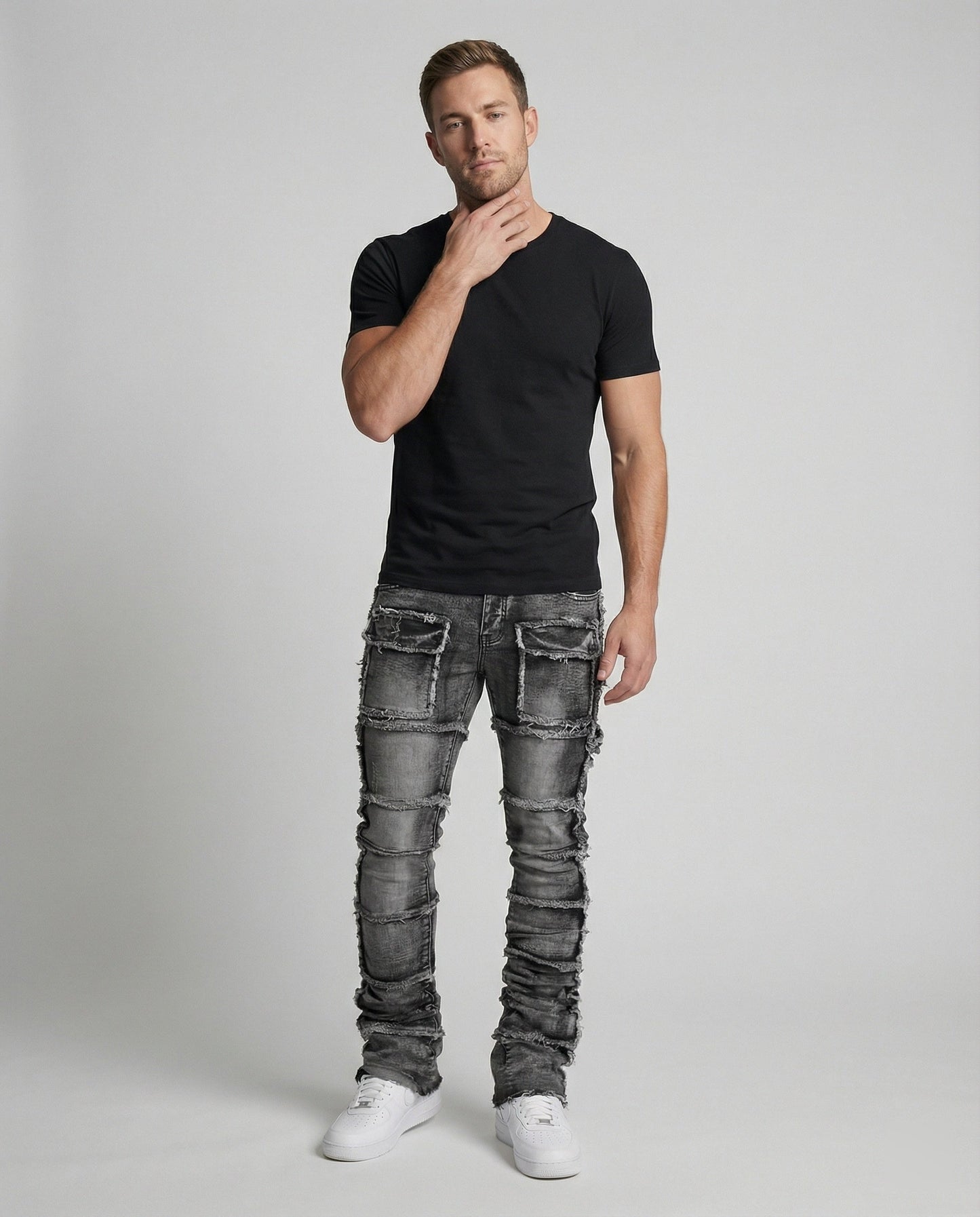Jeans Uomo Slim Fit con Tasche Cargo