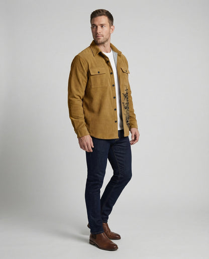 Camicia Uomo in Velluto Manica Lunga Casual