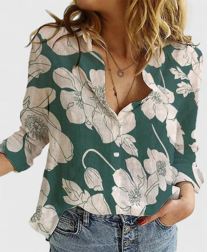 Blusa Donna Casual Bottoni Scollo a V