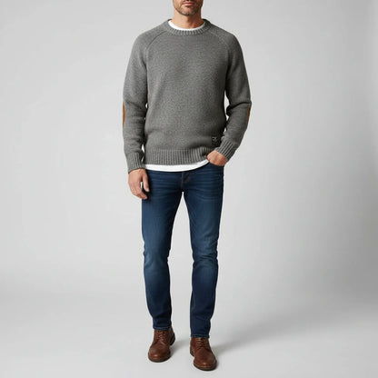 Maglione Uomo Girocollo con Bordo a Costine