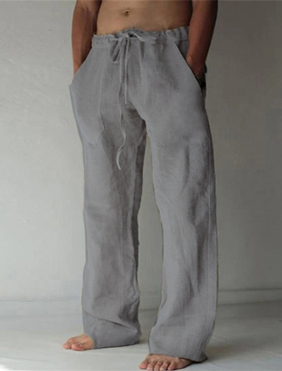 Pantaloni Lino Uomo Lunghezza Regolare