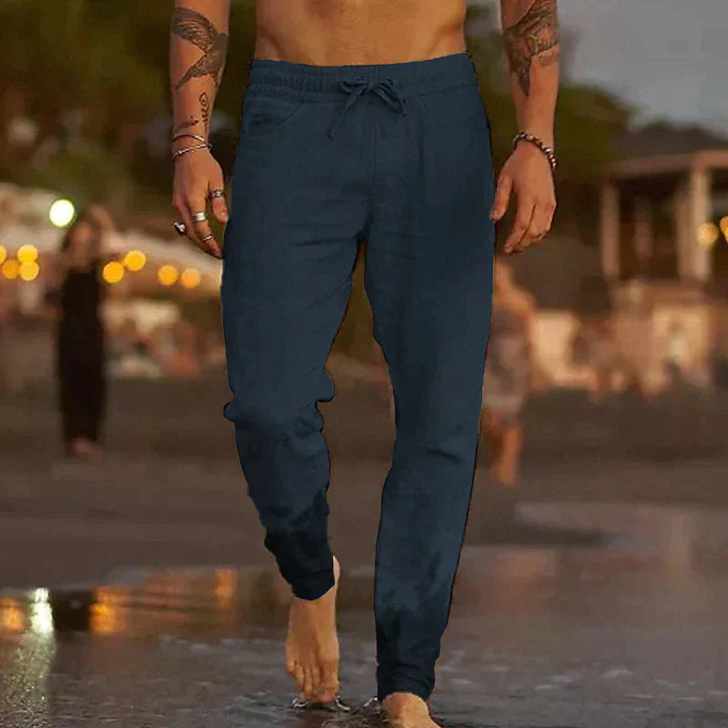 Pantaloni Uomo Tessuto Leggero Vestibilità Classica
