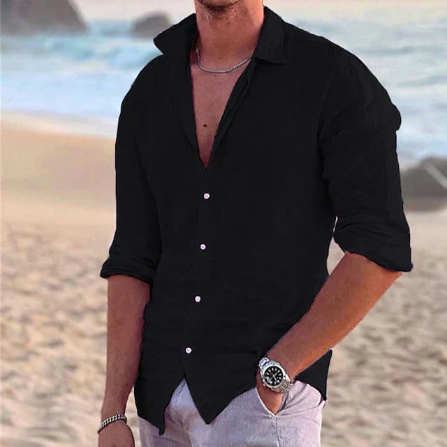 Camicia Uomo Manica Lunga Estiva Casual