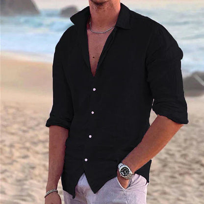 Camicia Uomo Casual Tessuto Morbido Vestibilità Comoda