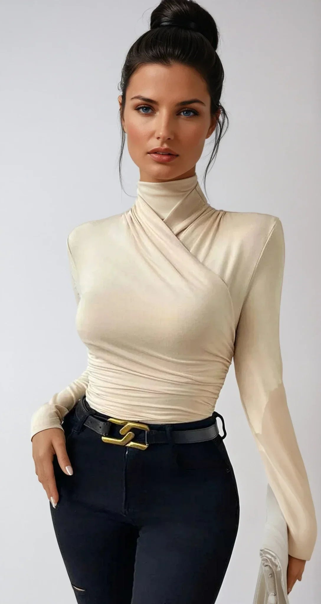 Blusa Donna Drappeggiata Incrociata Manica Lunga - Vesarelli