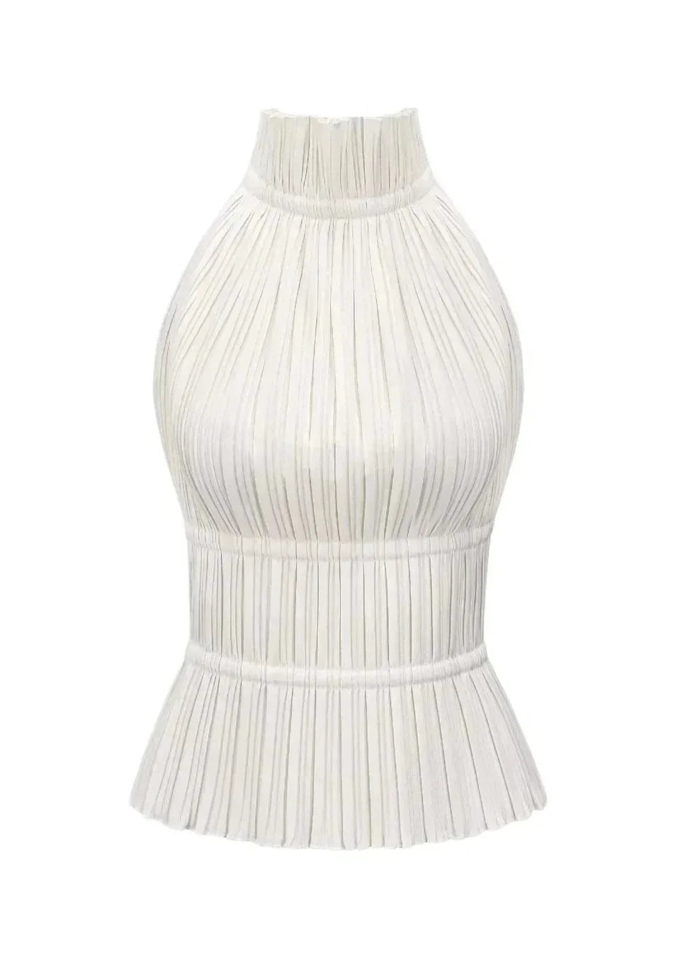 Haut femme dos-nu en tissu léger avec détails en chaîne métallique, offrant un style moderne et élégant pour toutes les…