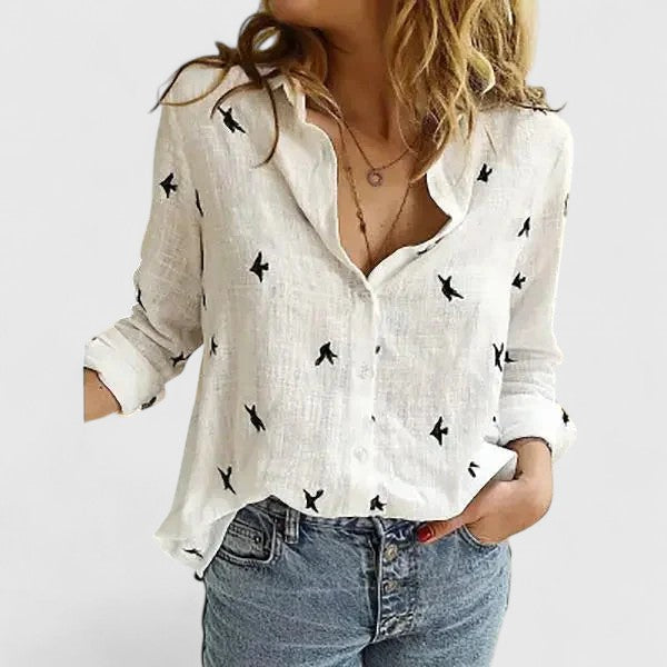 Blusa Donna Casual Bottoni Scollo a V