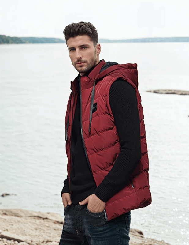 Gilet Uomo Senza Maniche con Motivo a Quadri