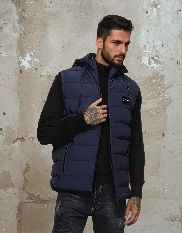 Gilet Uomo Senza Maniche con Motivo a Quadri