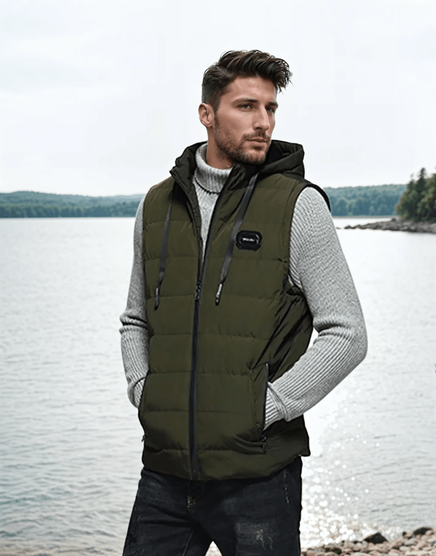 Gilet Uomo Senza Maniche con Motivo a Quadri