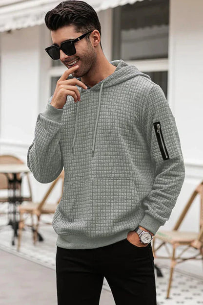 Felpa Uomo Slim Fit con Cappuccio e Polsini a Costine