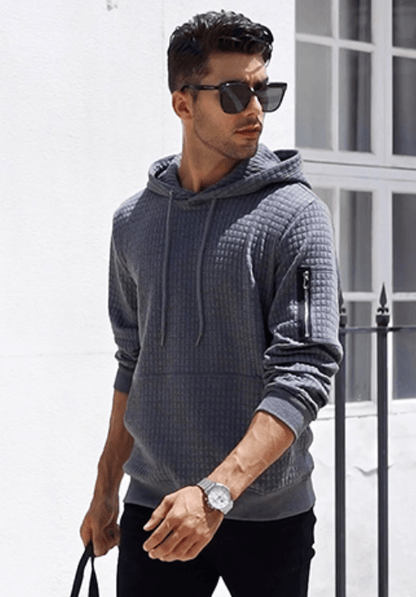 Felpa Uomo Slim Fit con Cappuccio e Polsini a Costine