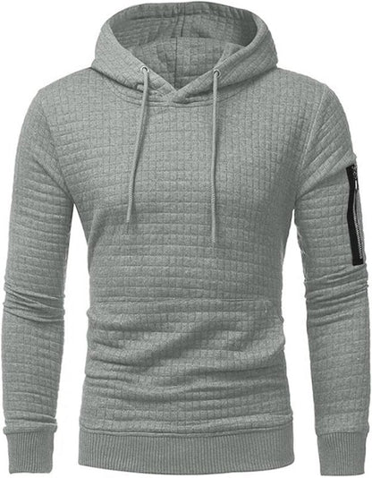 Felpa Uomo Slim Fit con Cappuccio e Polsini a Costine