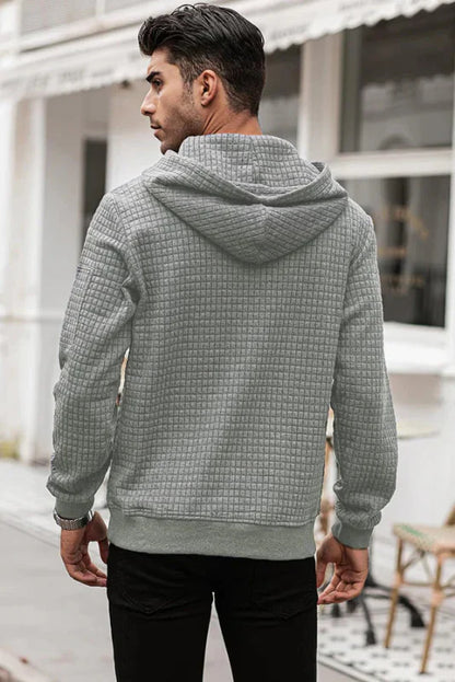Felpa Uomo Slim Fit con Cappuccio e Polsini a Costine