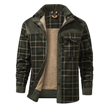 Giacca Uomo con Fodera in Pile e Motivo Quadri Stile Outdoor