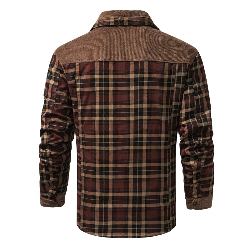 Giacca Uomo con Fodera in Pile e Motivo Quadri Stile Outdoor