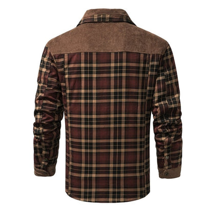 Giacca Uomo con Fodera in Pile e Motivo Quadri Stile Outdoor