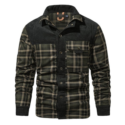 Giacca Uomo con Fodera in Pile e Motivo Quadri Stile Outdoor