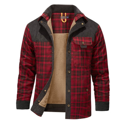 Giacca Uomo con Fodera in Pile e Motivo Quadri Stile Outdoor