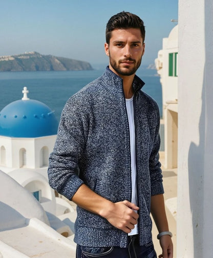 Cardigan Uomo Maglia con Zip Collo Alto Vestibilità Relax - Brentozzi