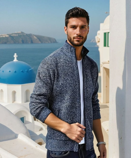 Cardigan Uomo Maglia con Zip Collo Alto Vestibilità Relax - Brentozzi