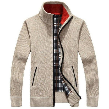 Cardigan Uomo Maglia con Zip Collo Alto Vestibilità Relax