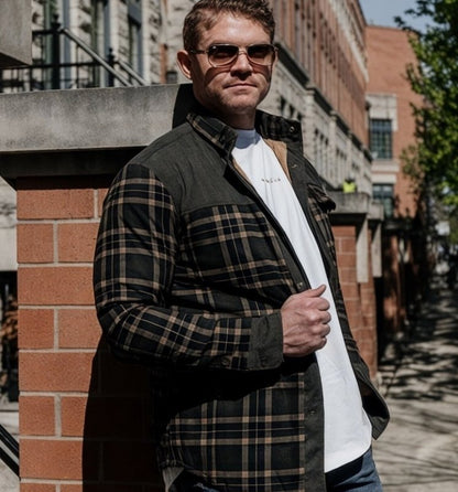 Giacca Uomo con Fodera in Pile e Motivo Quadri Stile Outdoor