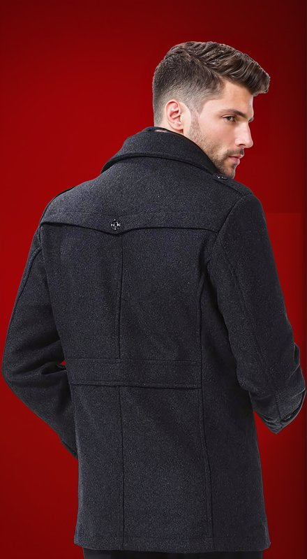 Cappotto Uomo in Lana con Colletto Interno Rimovibile