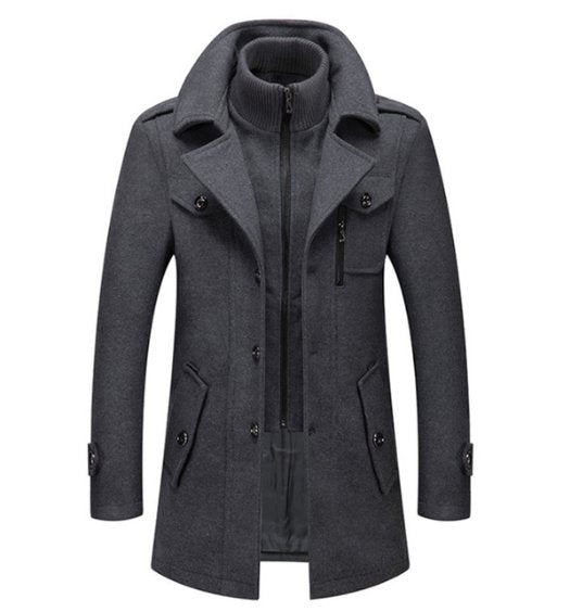 Cappotto Uomo in Lana con Colletto Interno Rimovibile