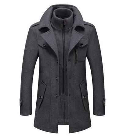 Cappotto Uomo in Lana con Colletto Interno Rimovibile