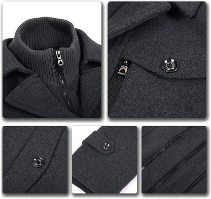 Cappotto Uomo in Lana con Colletto Interno Rimovibile