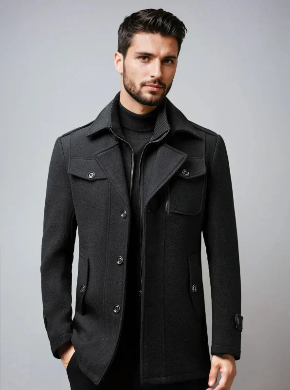 Cappotto Uomo in Lana con Colletto Interno Rimovibile - Brentozzi