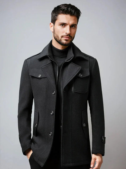 Cappotto Uomo in Lana con Colletto Interno Rimovibile - Brentozzi
