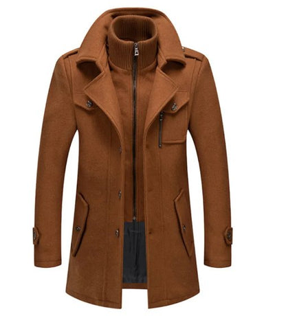 Cappotto Uomo in Lana con Colletto Interno Rimovibile