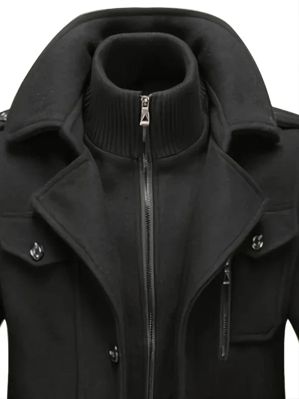 Cappotto Uomo in Lana con Colletto Interno Rimovibile