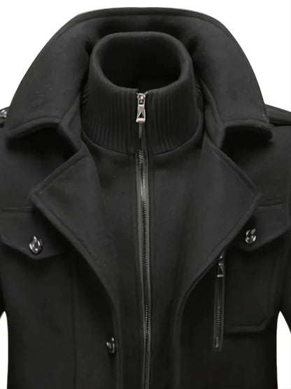 Cappotto Uomo in Lana con Colletto Interno Rimovibile