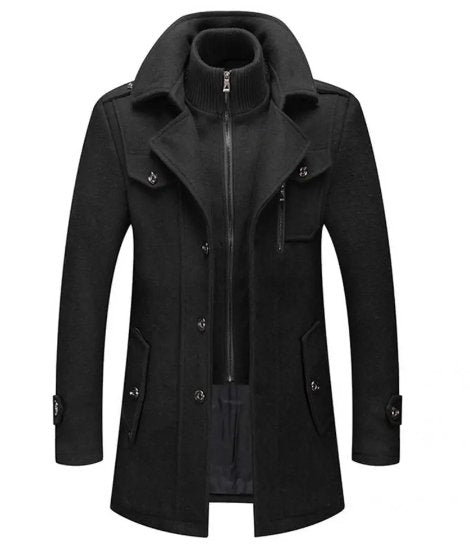 Cappotto Uomo in Lana con Colletto Interno Rimovibile