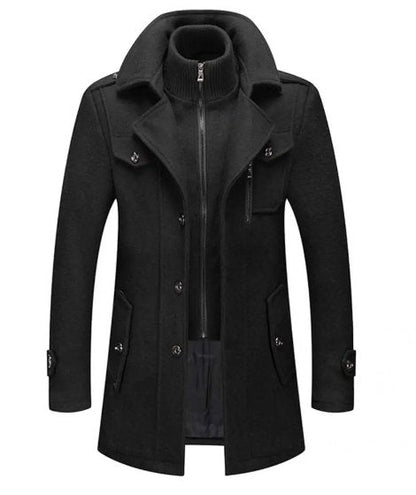 Cappotto Uomo in Lana con Colletto Interno Rimovibile