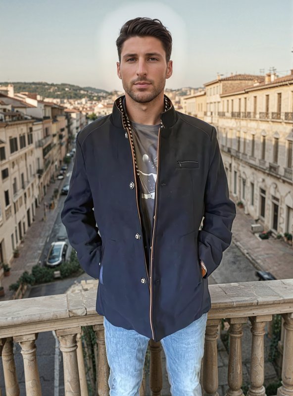 Giacca Uomo in Misto Lana con Colletto Staccabile