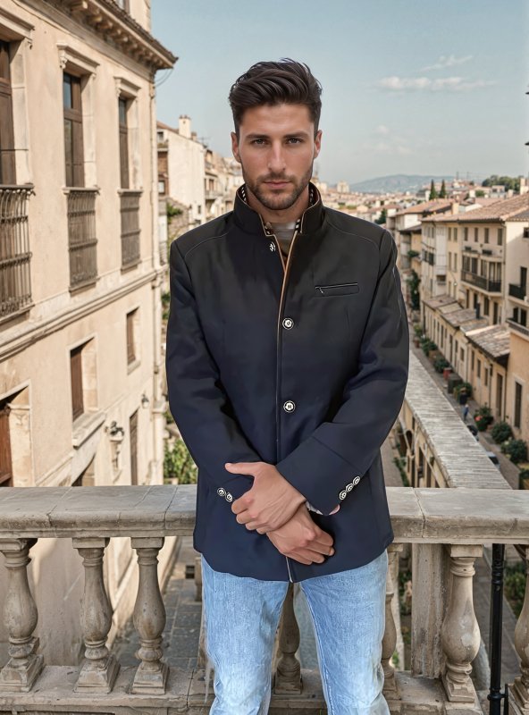 Giacca Uomo in Misto Lana con Colletto Staccabile