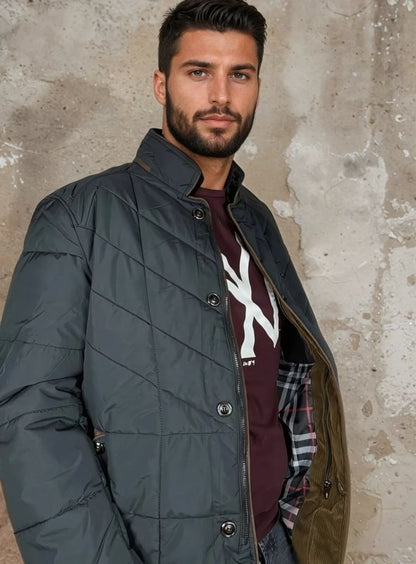 Giacca Imbottita Uomo Collo Staccabile Vestibilità Slim
