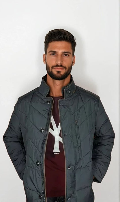 Giacca Imbottita Uomo Collo Staccabile Vestibilità Slim